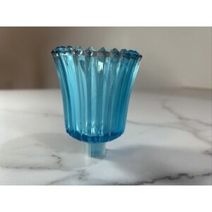 Vintage Homco Turquoise Blue Ribbed Glass Peg Votive Cup Sconce Candle Holder